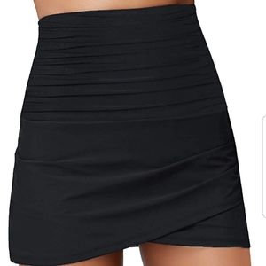 Black Tulip Hem High Waisted Swim Skirt